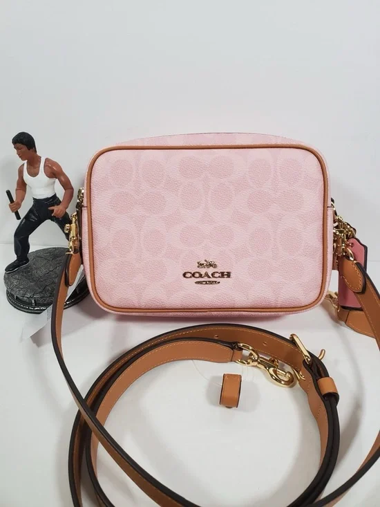NWT Coach Powder Pink Mini Carey Crossbody Bag in Signature Canvas - Picture 4 of 12